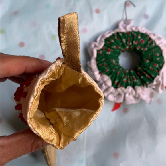Lot of 2 Vintage Christmas Decor Wreath Stocking - Picture 6 of 8